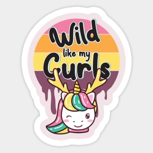 Wilds Like My Curls Toddler Cute Unicorn Curly Haired Sticker